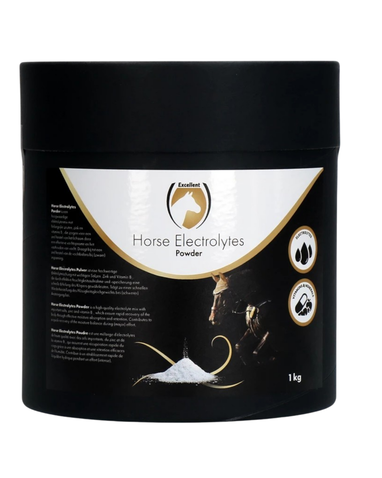 Excellent Horse Electrolytes Powder 1 kg to compensate for electrolyte losses and rehydration in the case of intense sweating of the horse